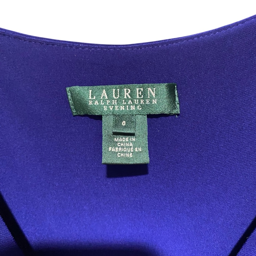 Lauren Ralph Lauren Evening Elegant Deep Blue Long Sleeve Maci Dress Size 6 - Picture 6 of 11